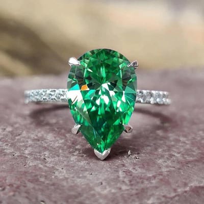 Huitan Peer Groene CZ Dames Ringen voor Bruiloft Verloving Ceremonie Feest Temperament Waterdruppel Ringen Nieuwe Mode Sieraden Cadeaus 7 blue