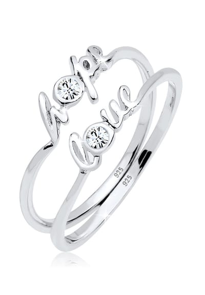 Elli - Ring - Dames Hope Love met kristallen in 925 sterling zilver - Dames