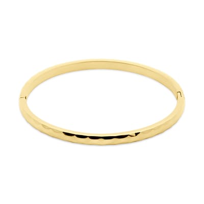 CO88 Collection 8CB-91400 – Armband Dames – Smal Gehamerd – Goudkleurig – RVS – 18 cm – Cadeau voor Vrouwen