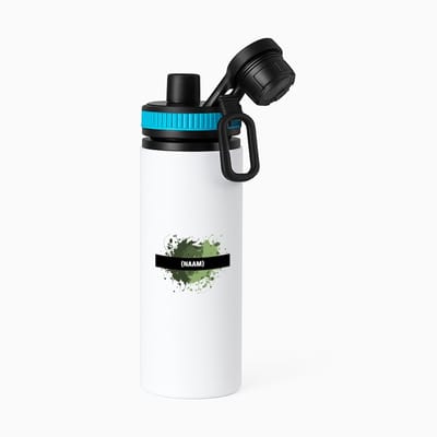 Hacebo® - groene verfvlek met eigen naam waterfles met draaidop blauw - Kunst - kunstenaars/kunstenaressen - verjaardag - mensen die houden van verven - kunst liefhebbers - cadeau - kado - geschenk - gift - water fles - 850ML