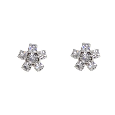 Behave - Oorbellen - Bloem - 925 Sterling Zilver - Transparante Kristal steentjes