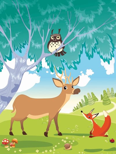 Animals in The Forest Photo Wallcovering