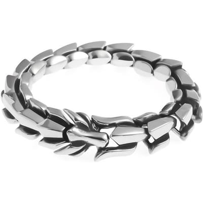 Retro Punk Dominante Chinese Draak Hoofd Goud Kleur Kielketting Mannen En Vrouwen Jaar Handgemaakte Persoonlijkheid Armband Cadeau 20cm gray