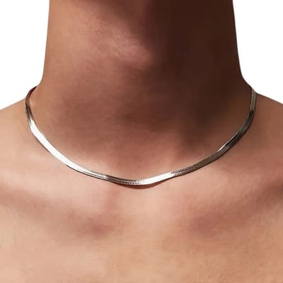 Nivard Ketting - Heren - Staal - Nep zilver - Met Hanger - RVS - 45cm
