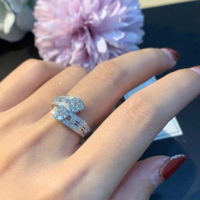 Nieuwe Ladder Diamantring 18k Goud Ingelegd Diamant Dames Diamant Sieraden Populaire Accessoires No. 10 gray