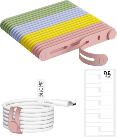 20 Stuks Silicone Kabelbinders en 30 Stuks Kabel Labels, Herbruikbare Kabel Organizers voor Thuis en Kantoor, Multi-Kleurige Oplossing voor Kabelbeheer