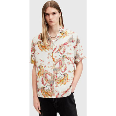 AllSaints Dragon Ss Shirt Off White Maat: S | Casual Overhemden Outlet | Heren | Ecru