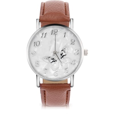 Modieus PU Lederen Band Quartz Horloge Vrouwen Dames Analoge Polshorloges Koffie white