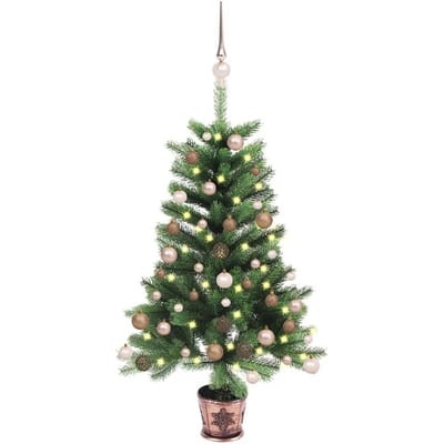 vidaXL - Kunstkerstboom - met - verlichting - en - kerstballen - 90 - cm - groen