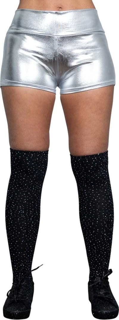 Glanzende hotpants - zilver - S - 34 - festival