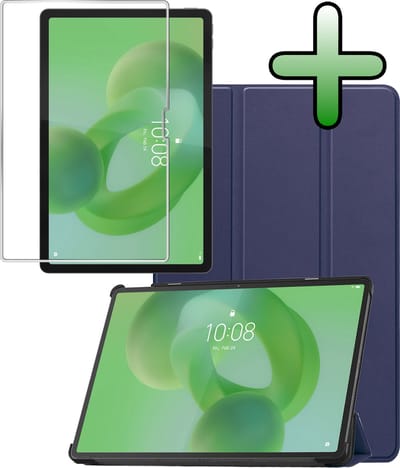 Hoesje Geschikt voor Lenovo Idea Tab Pro - Met Screenprotector - Trifold Bookcase - Hard Cover - Hardcover Book Case - Tablet Hoes - Donkerblauw