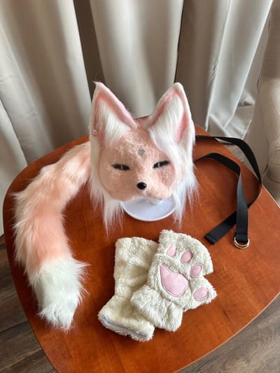 Therian Mask Licht Roze | Handgemaakt Therian Masker | Kattenmasker | Furry Cosplay Masker | Quadrobics
