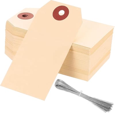 Set van 100 prijslabel hangtags, 7 x 3.5 cm, kraftpapier, etiketten voor kleding, sieraden en cadeaus, perfect voor het schrijven van berichten