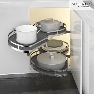 Milano Luxurious® - Hoek Keukenkast Organizer - Hoek Keukenkast - Uitschuiflade - Linksdraaiend - Soft close - 60CM