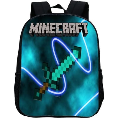 Sac d'école maternelle imprimé, Sac à dos dessin animé Minecraft 12 pouces, Léger et décontracté 12inch backpack