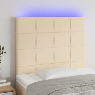 vidaXL - Hoofdbord - LED - 80x5x118/128 - cm - stof - crèmekleurig