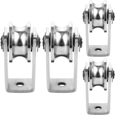 2 x 34 mm Katrol met Lasemmer, RVS, Draagvermogen 250 kg, Geschikt voor Automatische Poorten en Stalen Kabel tot 10 mm, Duurzaam en Betrouwbaar Gebruik
