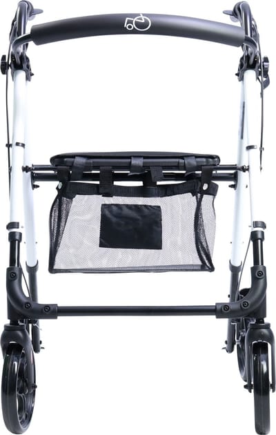 Excel Litewalk Classic® rollator lichtgewicht en opvouwbaar – Aluminium frame – Met verstelbare zitting, rugleuning & opbergtas – Voor binnen en buiten – Wit