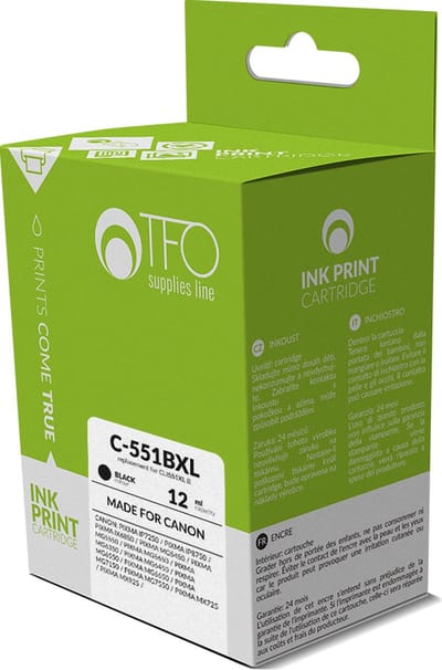 Canon Inkt/Toner cartridge C-551BXL - Vervangt CLI551XL B - Zwart - Geschikt voor Canon PIXMA iP7200, Canon PIXMA IP7210, Canon PIXMA IP7220, Canon PIXMA IP7230, Canon PIXMA IP7240, Canon PIXMA iP7250, Canon PIXMA iP8720, Canon PIXMA iP8750