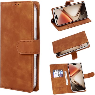 Casemania Hoesje Geschikt voor Apple iPhone 16e - Bruin - Kunstleer Portemonnee Book Case