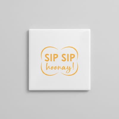 Sip Sip Hooray Quote Decoratieve Keramische Tegel – Moderne Minimalistische Wanddecoratie – 15 x 15 cm