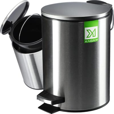 3 liter badkamerafvalbakje cosmetica-emmer - bamboedeksel - 5 kleuren - kleine pedaalemmer voor badkamer en toilet - zilver