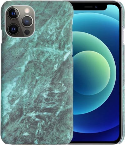 Hoesje Geschikt voor iPhone 12 Pro Hoesje Marmer Hardcover Fashion Case Hoes - Hoes Geschikt voor iPhone 12 Pro Marmer Hoesje Hardcase Back Cover - Groen