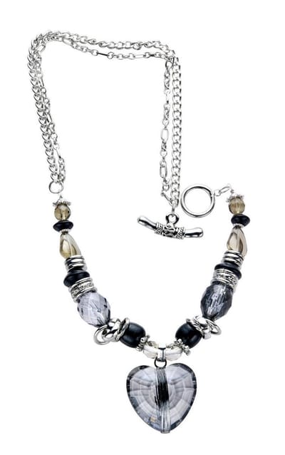 Behave - Korte ketting met facet geslepen hartvorm hanger - Nikkelvrij - Trendy mode accessoires