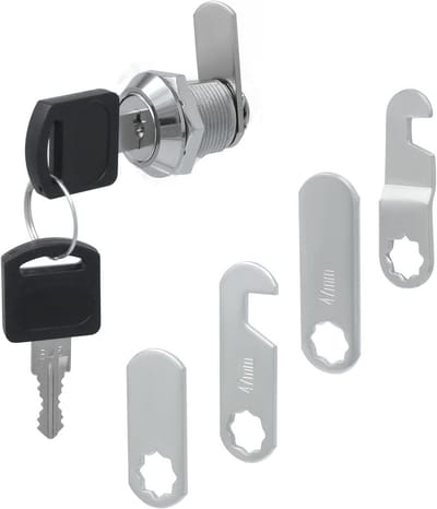 16mm Beveiligingsslot voor Brievenbus - Cam Lock met 4 Sleutels en 5 Slotplaten