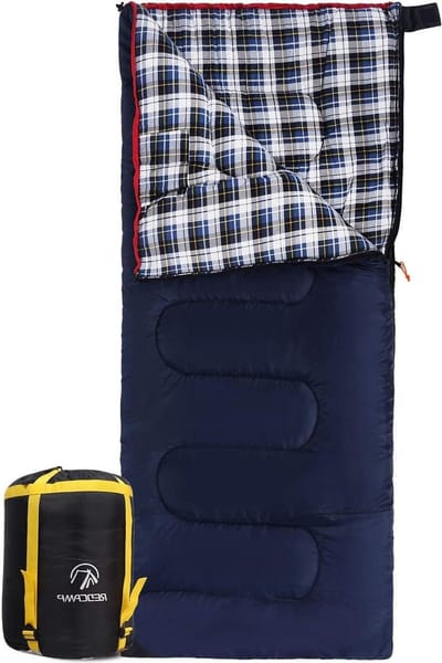 XL katoenen slaapzak voor volwassenen - warm en comfortabel - flanel compacte dekenslaapzak - 3-4 seizoenen koud weer - outdoor winter slaapzak voor vissen en kamperen - blauw - 5 kg vulling.