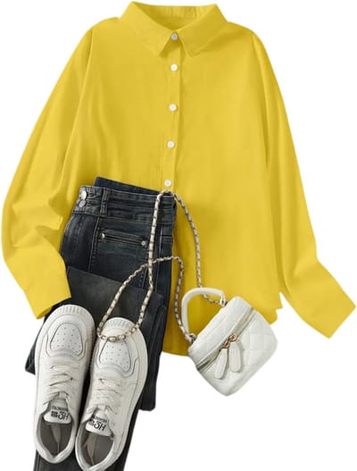 Livano Linnen Blouse Dames - T-Shirt - Polo - Overhemd - Shirt - Zomer - Ibiza Stijl - Geel - Maat S