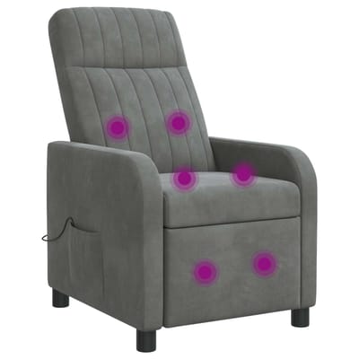 vidaXL - Massage - Relaxstoel - Donkergrijs - fluweel