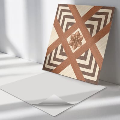 Wallfluent Vinyl Tegels - Patroon met Geometrische Motieven Zelfklevende Vinyl Tegels - 30 cm x 30 cm - Bruin Vinyl Tegels - Verpakking van 9 stuks - Vierkant PVC Tegels - Texturen Plaktegels - Vinyl Wandtegels - Plaktegels Keuken en Badkamer