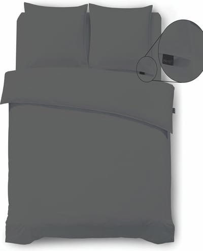 iSleep Dekbedovertrek Perkal - Eenpersoons - 140x200/220 cm - Antraciet