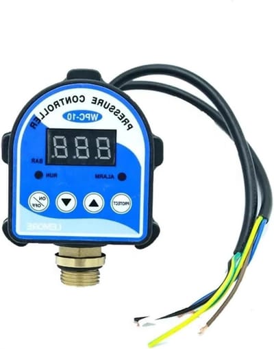 Digitale Drukschakelaar - Waterdrukregelaar Pomp - Automatische Watercontrole - Overbelastingscapaciteit 220V - G1/2 Adapter - Zwart