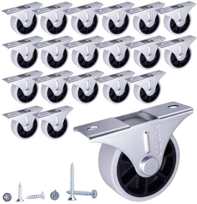 Set van 20 Vaste Rubberen Meubelwielen 40mm met Schroeven voor Apparatuur en Meubels