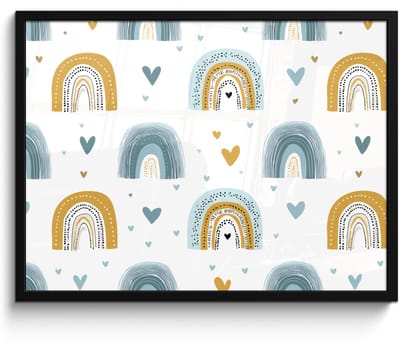 Poster in lijst - Fotolijst 80x60 cm - Posters - Patroon - Regenboog - Hartjes - Posterlijst zwart - Decoratie - Wanddecoratie woonkamer - Muurdecoratie slaapkamer
