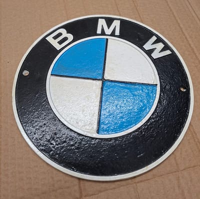 Gietijzeren wandbord BMW Logo rond- 24x24x0.5cm - Mancave - Garage - Werkplaats - Tuin - Huis - Funproducts.nl