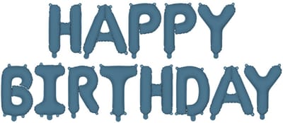 'Happy Birthday' ballon set - 35 cm letters - Donkerblauw - Geschikt voor lucht & helium - Herbruikbaar