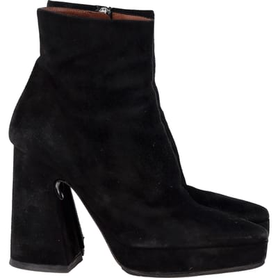 Proenza Schouler Block Heel Platform Boots in Zwart Suède