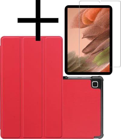 Hoes - Geschikt voor Samsung Galaxy Tab S6 Lite - Met Screenprotector - Trifold Bookcase - Hard Cover - Hardcover Book Case - Tablet Hoesje - Rood