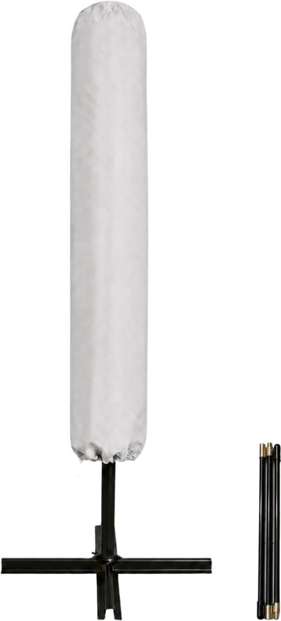 ACAZA Parasolhoes - Waterdicht - Beschermhoes voor Zweefparasol Rond (ø 3,5 m) of Vierkant (3 m) - Inclusief Stok, Rits en Touw - Lichtgrijs