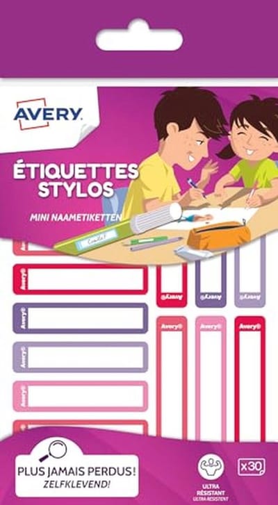 Duurzame Zelfklevende Etiketten voor Kleurpotloden en Viltstiften - 50 x 10 mm - Roze en Paars - Beschrijfbaar en Permanent Klevend