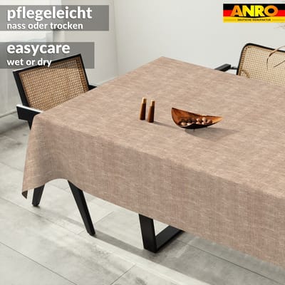 ANRO Tafelkleed Effen linnenlook Bruin 350x140cm Rechte rand Afwasbaar Waterafstotend