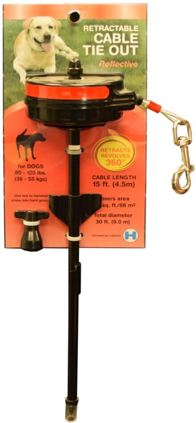 Intrekbare oprollijn met bodempin 4,5mtr of 6mtr voor honden tot 15kg en van 35 tot 55kg - Large