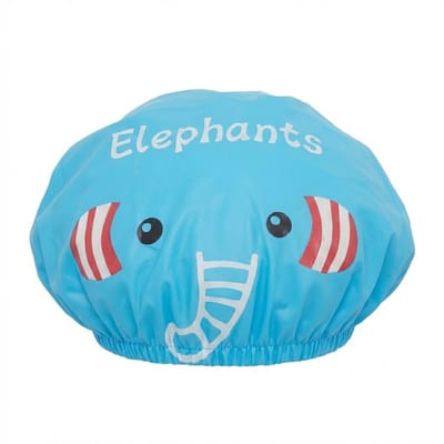Blauwe douchemuts douchekap met olifant print – waterdichte badmuts met elastische rand – herbruikbare douche accessoire voor dames, heren en kinderen