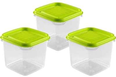 Hega Hogar Vershoudbakjes - set 12x stuks - 0.3 liter - transparant/lime groen - L8 x B8 x H11 cm - Mealprep - Maaltijden bewaren