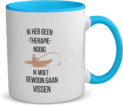 Akyol - ik heb geen therapie nodig ik moet gewoon gaan vissen koffiemok - theemok - blauw - Quotes - geen therapie nodig - vissen - grappige tekst - quotes - verjaardagscadeau - verjaardag - cadeau - kado - geschenk - gift - 350 ML inhoud
