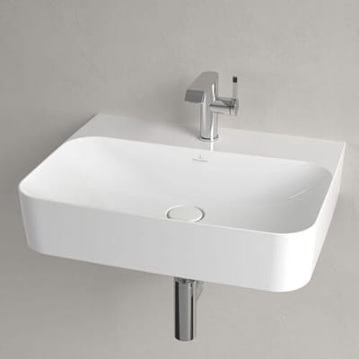 Villeroy & Boch Finion - Wastafel zonder overloop, 60x47 cm, met Ceramicplus, alpine wit 416861R1
