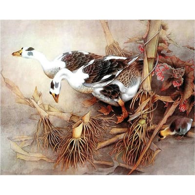 Diamant peinture point de croix diamant broderie Animal oie 20X30CM beige